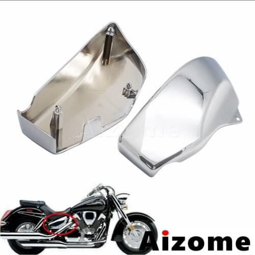 2PCS Chrome Motorcycle Side Battery Fairing Cover Cowl Wire Covers Cap For Honda VTX1800 F T Tourer S R Retro N Neo 2002-2008