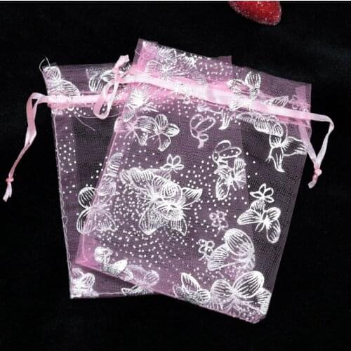 200pcs/lot 7*9cm Pink Organza Bag Small Wedding Decoration Gift Bag Cute Candy Jewelry Packing Bag Favor Organza Pouches