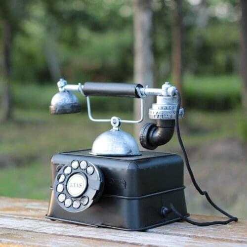 Antique Imitation Iron Telephone Model Vintage Retro Phone Miniatures Creative Photo Props Home Decoration Crafts Gifts