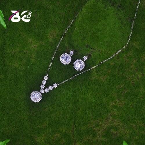 Be 8 New Design Luxury AAA Zircon Round Shape Necklace Earring for Women,high Quality Party Jewelry Dubai Jewelry Sets S045