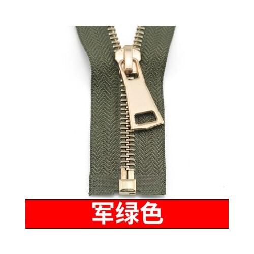 Free shipping 3pcs/lot 5# 70cm 90cm army green zipper Metal zipper light gold teeth open-end clothing coat jacket down zipper