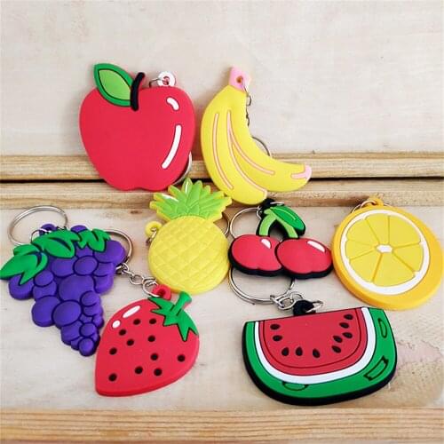 High Quality New Creative Simulation Fruit PVC Keychain Bag Ornaments Cute Accessories