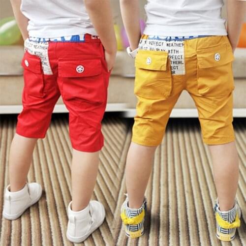 2021 Summer Casual 3-12T Years Handsome ChildrenS Birthday Letter Patchwork Cotton Kids Teenage Boy Knee-Length Pants Capris