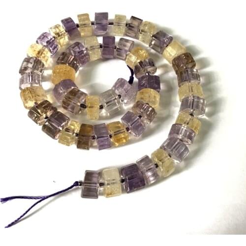1 string 15.5" Multi Quartz Amethysts Citrines Ametrines Faceted Roundle Beads approx 12mm for jewelry making