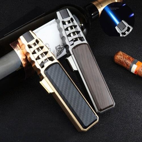 Butane Spray Gun Lighter Metal Turbine Strong Windproof Kitchen Barbecue Lighter Cigarette Accessories Men Gift