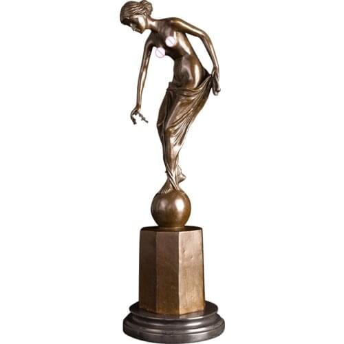 DS-274 Hotel Lobby Decoration Bronze Handmade Topless Sexy Woman Figurines Statues Female Sculpture Modern Metal Art Decor