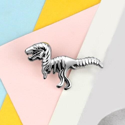 Silver Color Dinosaur Brooch Cartoon Jurassic Animal Enamel Pins for Kids Friends Bag Shirt Jackets Lapel Pin Badge Jewelry Gift