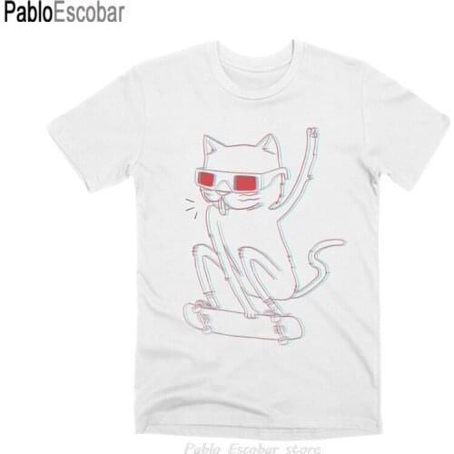 RADICAT T Shirt cats skateboarding skating sk8 pets kittens 3-d glasses three dimensional extreme sports