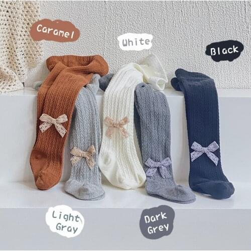 Cotton Girls Tights Princess Bowknet Baby Girls One-Piece Pantyhose Baby Spring and Autumn New Style Trousers Lace Stocking