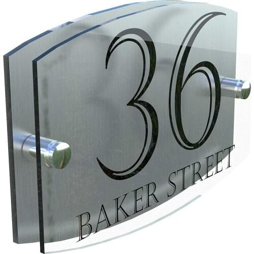 House number Smart House Sign Modern Glass Effect Acrylic Door Number Name Road Plate Plaque Door sign