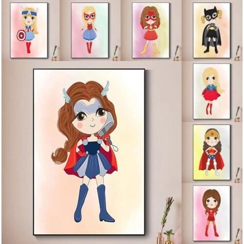 Marvel Cartoon Superhero Girl Canvas Painting Poster and Print Wall Art Print Mural Girl Room Home Wall Decoration Kids Gifts