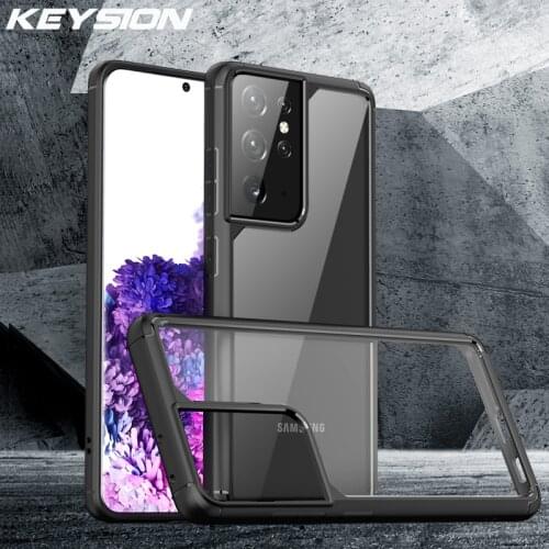 KEYSION Fashion Clear Shockproof Case for Samsung Galaxy S21 Ultra S21+ Transparent Silicone Phone back Cover for Samsung S21