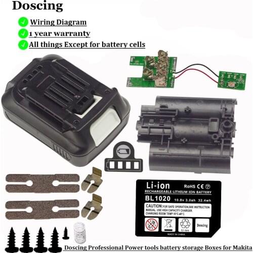 Battery Housing Case Set with LED Power Indicator for Makita 10.8V 12V BL1015 BL1020 DF031D TD110D Lithium Battery Accessories