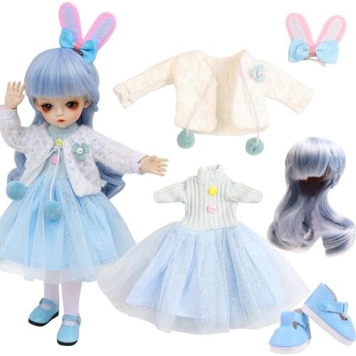 UCanaan Clothes Set For 1/6 BJD Doll Toys Accessories With Clothes Wig Shoes Full Outfit For 30CM Dolls Best Gift For Girls