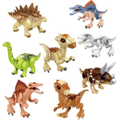 8pcs/set Blocks Jurassic Dinosaur blocks DinosaurSet Tyrannosaurus Rex Stegosaurus Building Kits Toys Block Size Model Number