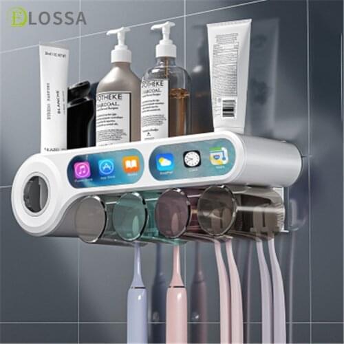 ELOSSA Multifunctional Toothbrush Holder Toothpaste Squeezer Dispenser Toothpaste Storage Bathroom Organizer Home Accessories