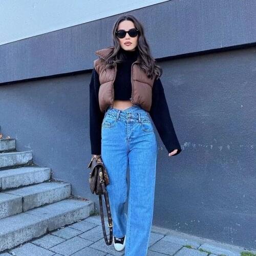 Xikom Fashion Ladies Autumn Stand Collar Cotton padded warm Vests Women Elegant Solid Simple Zipper Coats Girl Casual short Vest