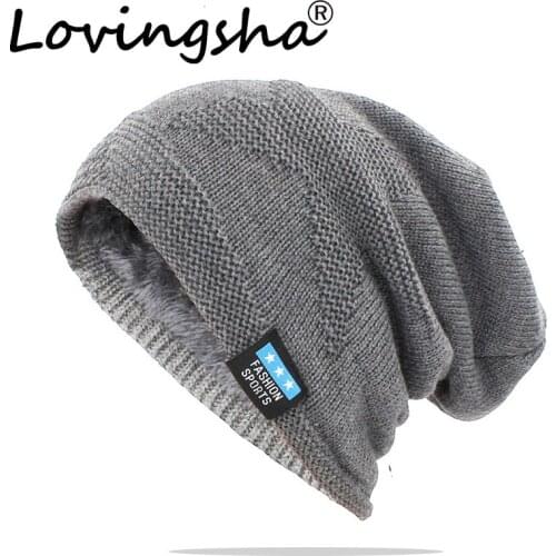 LOVINGSHA Women Winter Warm Hat For Men Adult Unisex Outdoor New Wool Knitted Beanies Skullies Casual Brand Cotton Hats HT140