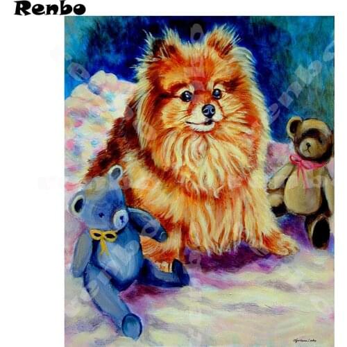 DIY diamond Embroidery Pomeranian 5D diamond painting Cross stitch kit for living room Needlework embroidery with diamonds set