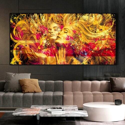 Street Graffiti Wall Art Golden Sexy Woman Posters Home Corridor Canvas Painting Living Room Bedroom Aesthetics Decor Pictures