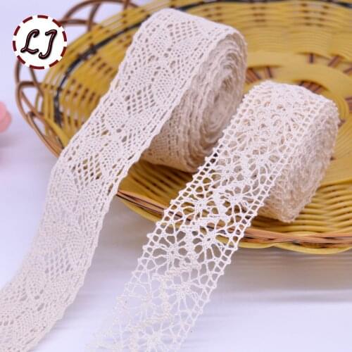 New hot sale 5yd/lot high quality beige lace fabric ribbon cotton lace trim sewing material for home garment accessories DIY