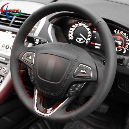 DIY Hand-stitched Customization Anti-Slip Black Leather Steering Wheel Cover For Lincoln MKX MKC MKZ 2013-2019 Car Decoration