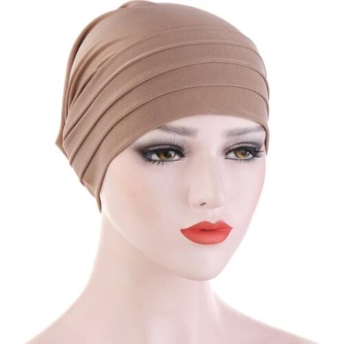 Simple Muslim Women Sleep Chemo Hat Beanie Turban Hat Scarf Solid Color Caps Soft Comfortable Hijab Headwear Head Protect Bonnet