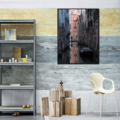 Modern Art Old Architecture and Boat Decorative Painting Poster Decorative Painting Living Room Background Wall Sticker
