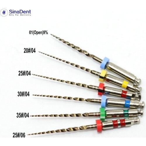 Dental Endodontic Files 04 06 Taper Pro Flexible Gold 25mm 21mm Assorted Heat Activation Treatment for Dentistry