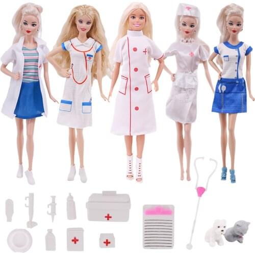 Barbies Clothes 3Pcs/Set Outfits Doctor/Nurse Uniform Mini Skirt Dress For 11.8Inch Doll &Barbies &1/6 Bjd Doll Clothes Girl Toy