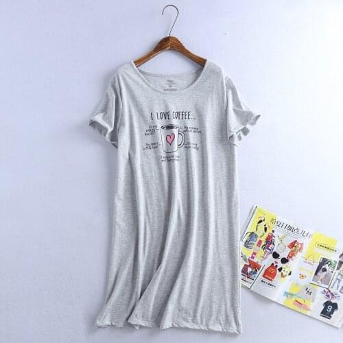 Plus size plus fat nightdress gray short-sleeved cotton summer ladies home service elegant sleepdress hot net red nuisette sexy