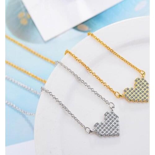 Love Korean Sweet Full Heart Simple 925 Sterling Silver Clavicle Chain Temperament Personality Female Necklace SNE359