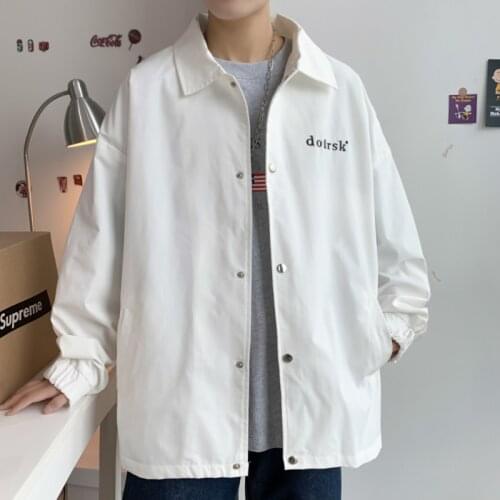 Plus Size 5XL-M Autumn Winter Turn Down Collar Letter Embroidery Loose Casual Jackets Men Clothing 2021 Streetwear Coats 2Colors