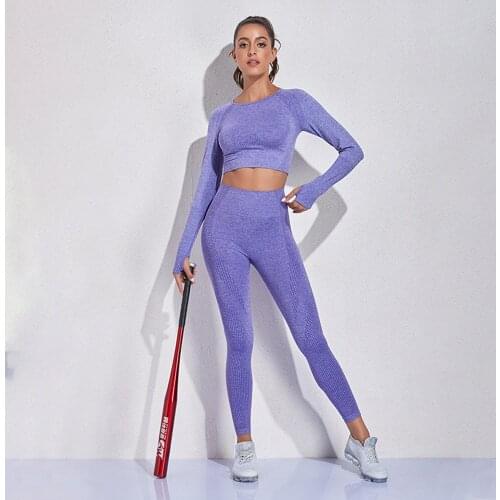 Women Sportswear Yoga Set Gym Clothes Tracksuit Long Sleeve Crop Top High Waist Seamless Leggings for Fitness Sports Short Suits