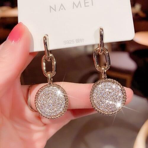 Vintage Round Rhinestone Boho Dangle Earrings For Women 2021 New Fashion Tassel Metal Link Chain Earring Female Jewelry Brincos