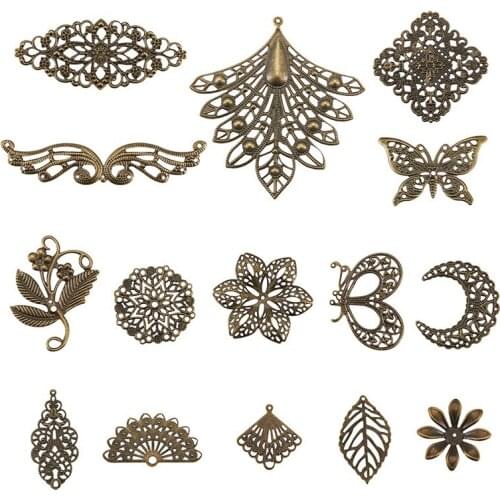 1set Iron Filigree Pendants & Filigree Joiners Links & Beads Caps for Jewelry Making DIY Accessories Finding
