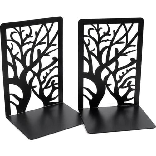 1 Pair Black Simple Tree Shadow Bookshelf Home Wrought Iron Exquisite Bookshelf Magazine Storage Rack Desktop Office Storage