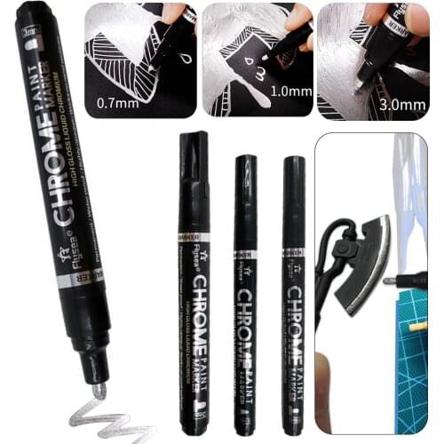 1Pc Weather Resistance Mirror Chrome Marker Silver Art Liquid Drawing Tools Figurines Arts Supplies Polished Chrome