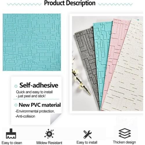 10pcs 3D Wall Pannel Stickers Thicken Self Adhesive Wallpaper Bedroom Waterproof Foam Kid Bedroom Decor Living Room TV Backdrop
