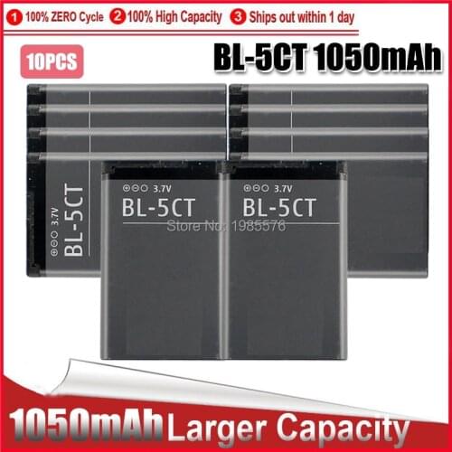 10PCS Battery BL5CT 5CT BL-5CT Manufacturer gb/t 18287-2013 Battery for Nokia 6303i 6303C 6750 C5 C5-00 C5-02 C5-00i