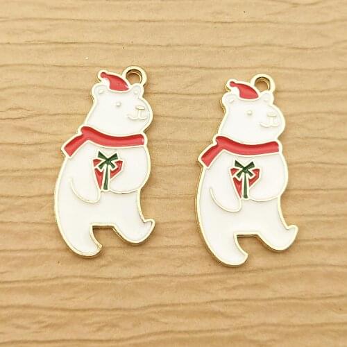 10pcs 14x26mm christmas enamel charm for jewelry making cute earring pendant bracelet necklace charms diy charm
