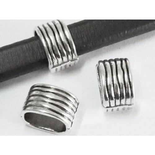 10x6mm Licorice leather findings Stripe face Licorice bracelet sliders -LF19