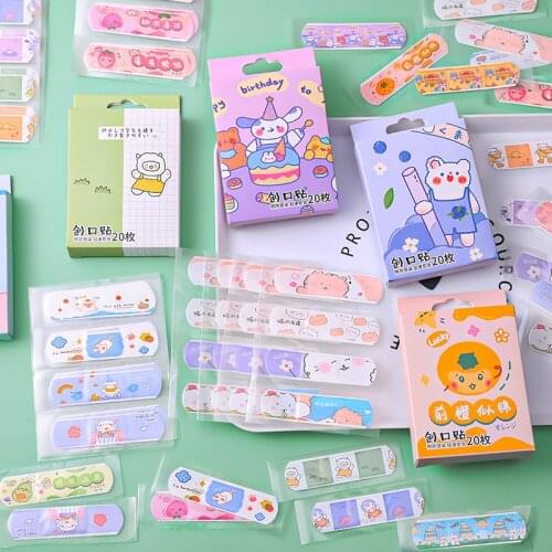 20pcs/set Cartoon Waterproof Animals Style Adhesive Bandages Band Aid First Aid for Kids Children Portable Anti-wear Feet