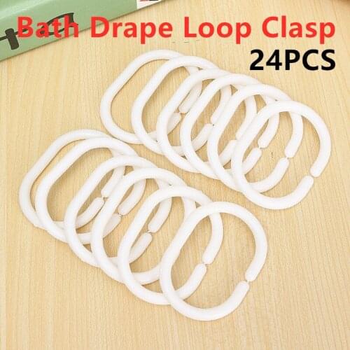 2021 New Durable Home White Plastic Ring Bath Drape Loop Clasp Drapery Clips Curtain Poles Shower Rod Hook Hanger