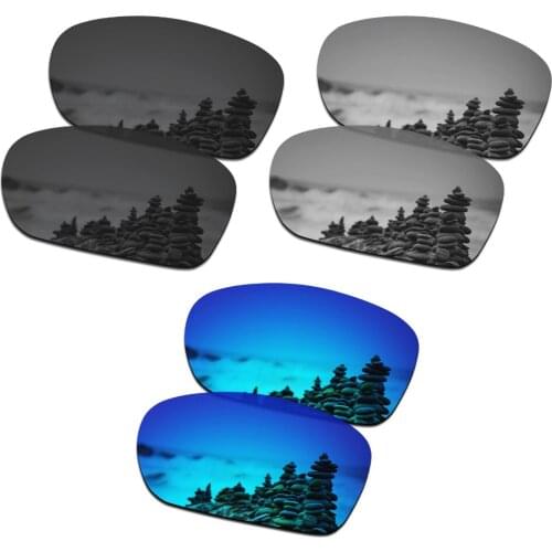 SmartVLT 3 Pairs Polarized Sunglasses Replacement Lenses for Oakley Dispute Black and Silver Titanium and Ice Blue