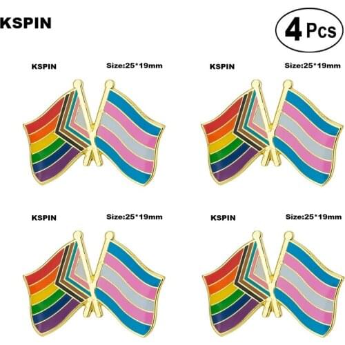 Progress Pride & Transgender pride Flag Lapel Pin Flag badge Brooch Pins Badges 4Pcs a Lot