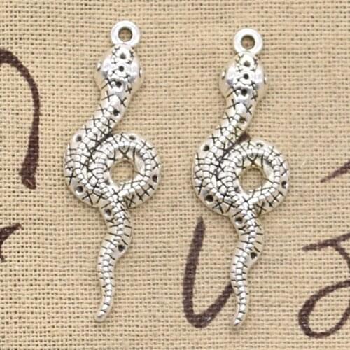 4pcs Charms Cobra Snake 46x15mm Antique Silver Color Plated Pendants Making DIY Handmade Tibetan Silver Color Finding Jewelry