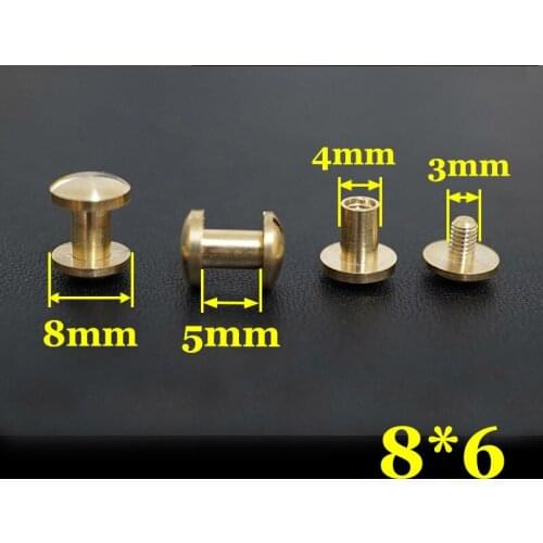 50pc Q2-8x6 Solid Brass belt screw Chicago Screw Leathercraft