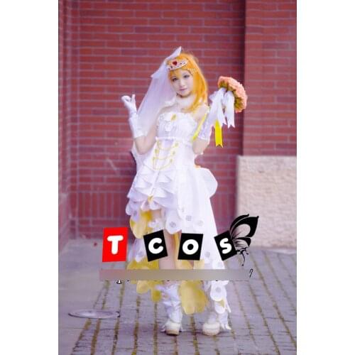Anime Clothing Love Live! Kousaka Honoka Wedding Dress +Crown+Mantille Cosplay Costume Halloween Suit For Women Outfit New