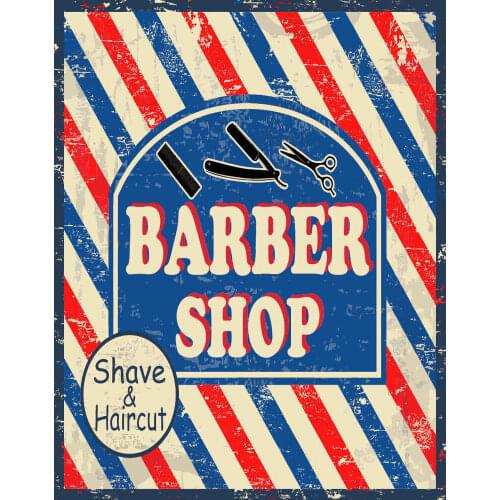 BARBER SHOP SHAVE&HAIRCUT LARGE METAL TIN SIGN POSTER WALL PLAQUE